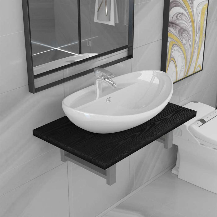 Set mobilier de baie, 2 piese, negru, ceramică - WALTI WALTI