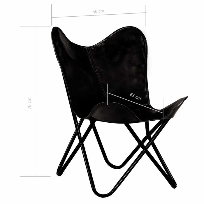 Scaune fluture pentru copii, 6 buc., negru, piele naturală WALTI