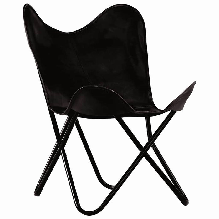 Scaune fluture pentru copii, 6 buc., negru, piele naturală WALTI