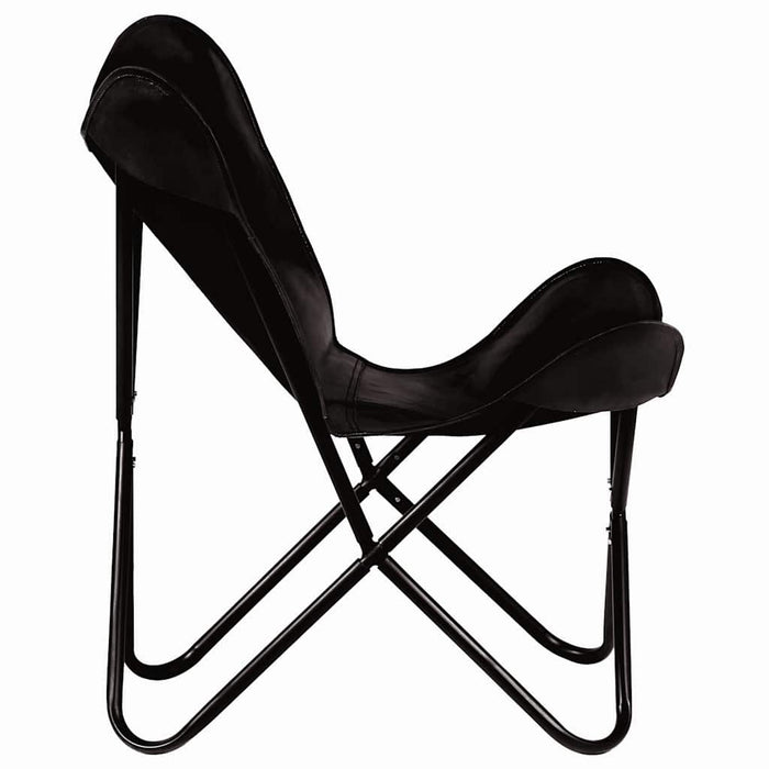 Scaune fluture pentru copii, 6 buc., negru, piele naturală WALTI