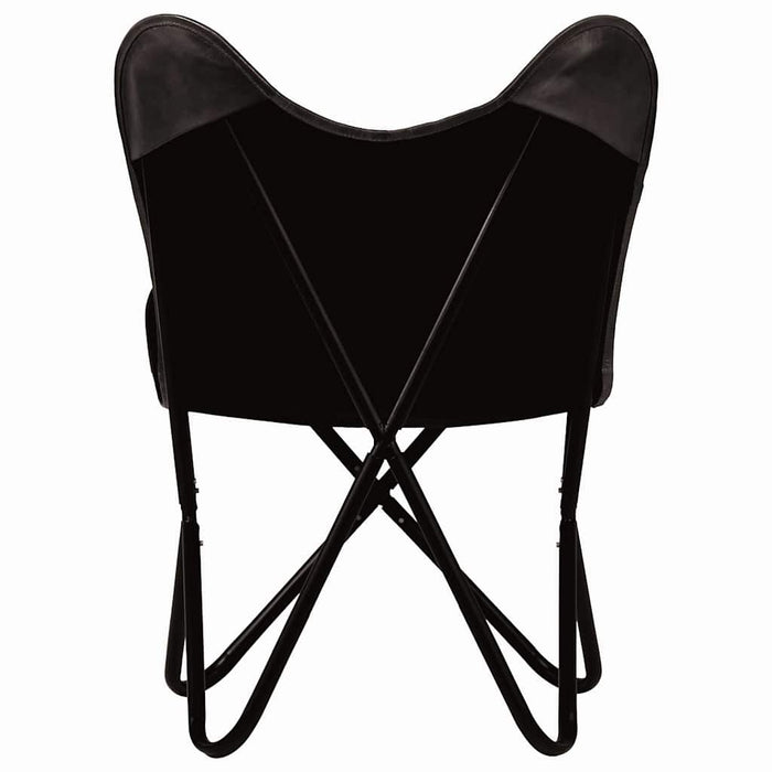 Scaune fluture pentru copii, 6 buc., negru, piele naturală WALTI