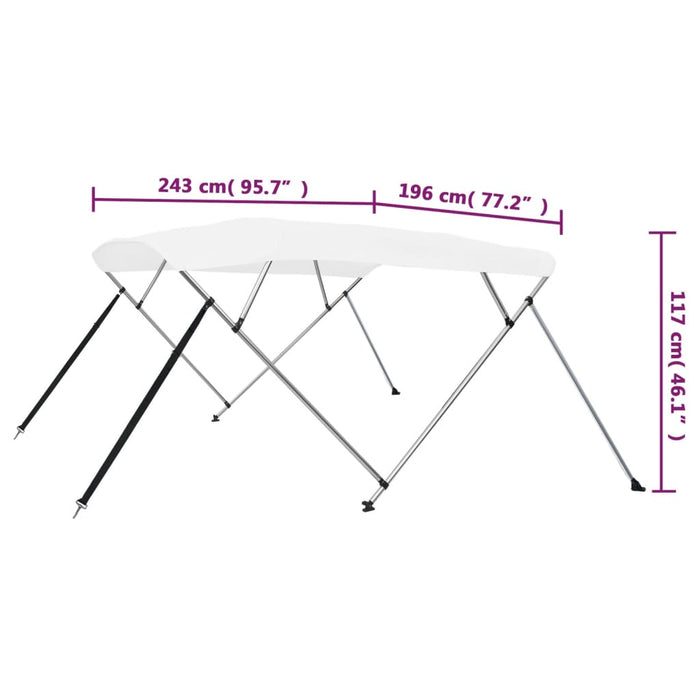 Parasolar barcă Bimini cu 4 arcuri, alb, 243x196x137 cm - WALTI WALTI