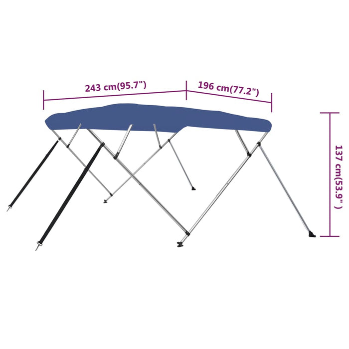 Parasolar barcă Bimini cu 4 arcuri, albastru, 243x196x137 cm - WALTI WALTI