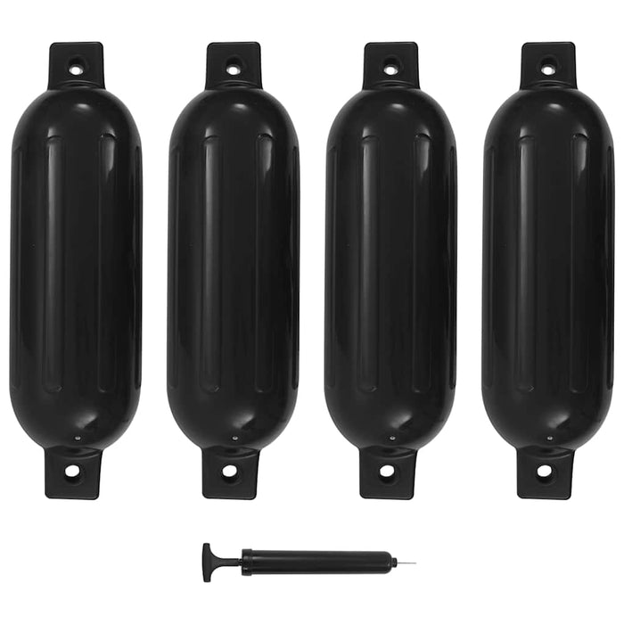 Bară de protecție barcă, 4 buc., negru, 51x14 cm, PVC WALTI