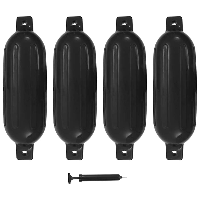 Bară de protecție barcă, 4 buc., negru, 58,5x16,5 cm, PVC WALTI