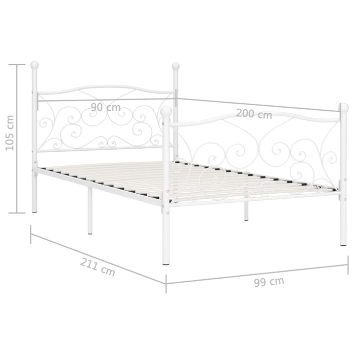 Cadru de pat cu bază din șipci, alb, 90 x 200 cm, metal WALTI