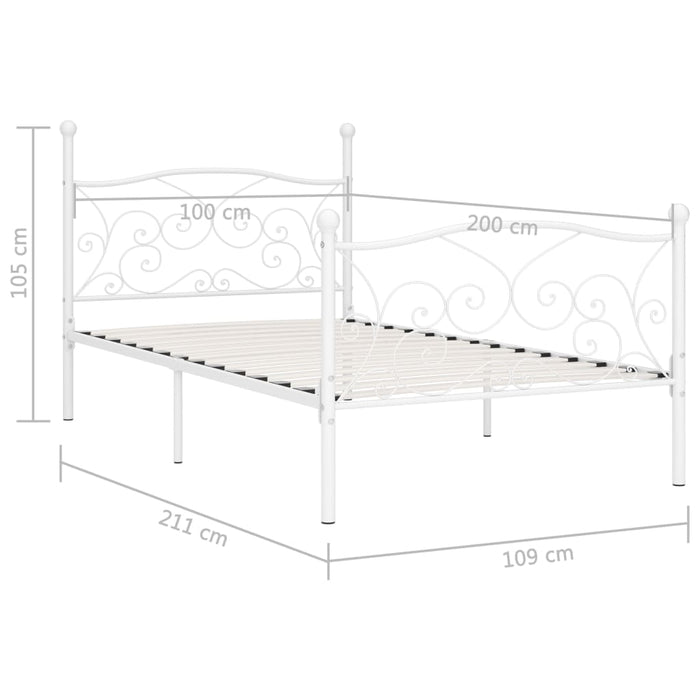Cadru de pat cu bază din șipci, alb, 100 x 200 cm, metal - WALTI WALTI