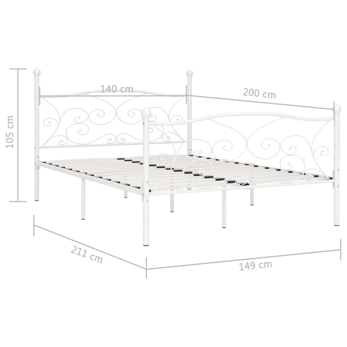 Cadru de pat cu bază din șipci, alb, 140 x 200 cm, metal WALTI