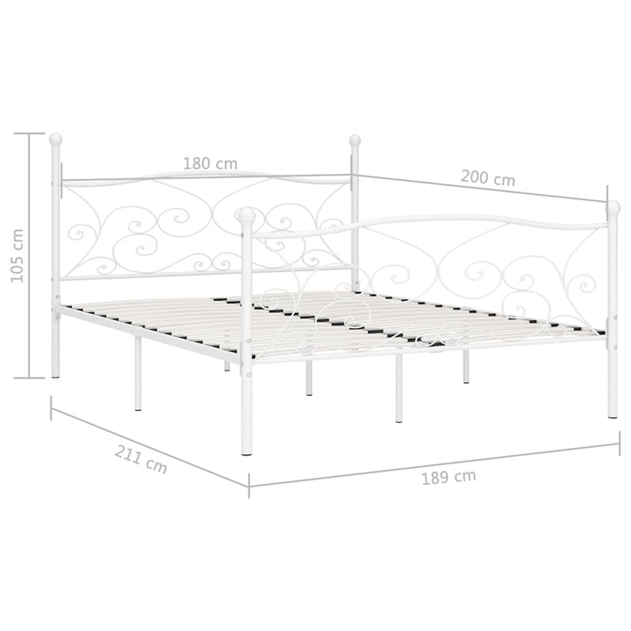 Cadru de pat cu bază din șipci, alb, 180 x 200 cm, metal - WALTI WALTI