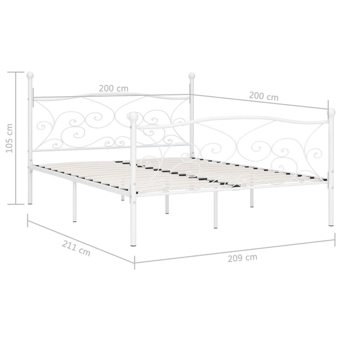 Cadru de pat cu bază din șipci, alb, 200 x 200 cm, metal WALTI