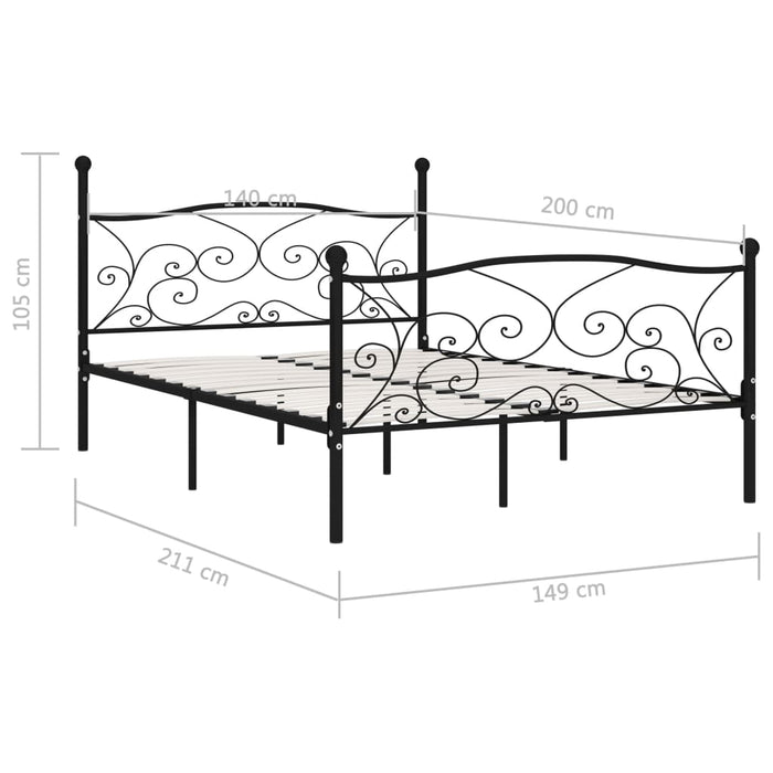 Cadru de pat cu bază din șipci, negru, 140 x 200 cm, metal - WALTI WALTI