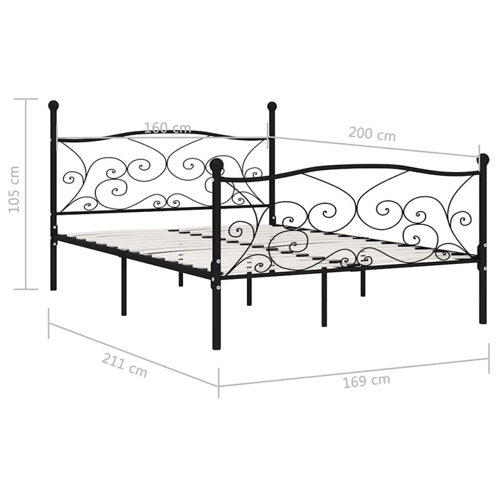 Cadru de pat cu bază din șipci, negru, 160 x 200 cm, metal - WALTI WALTI