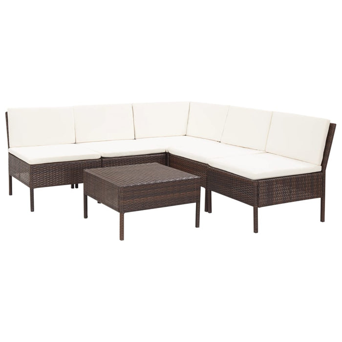 Set mobilier de grădină cu perne, 6 piese, maro, poliratan - WALTI WALTI