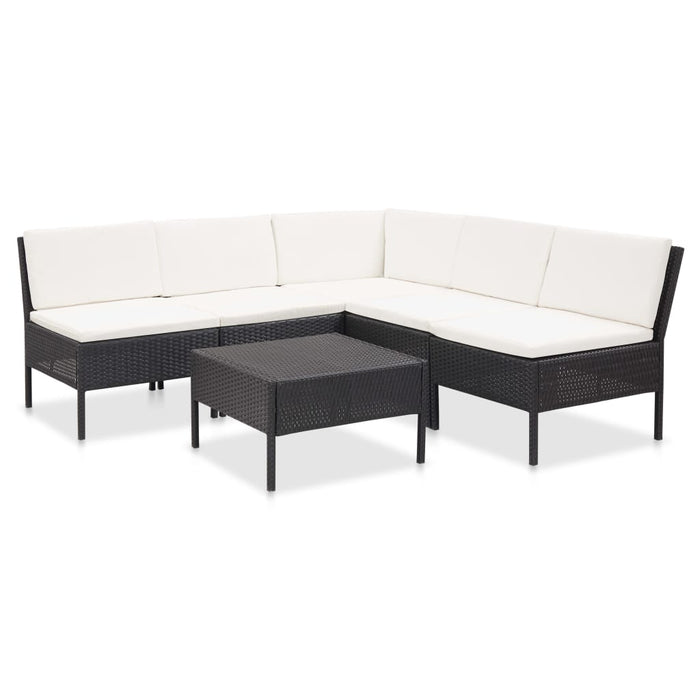 Set mobilier de grădină cu perne, 6 piese, negru, poliratan - WALTI WALTI