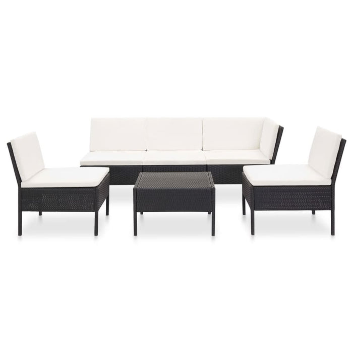 Set mobilier de grădină cu perne, 6 piese, negru, poliratan - WALTI WALTI