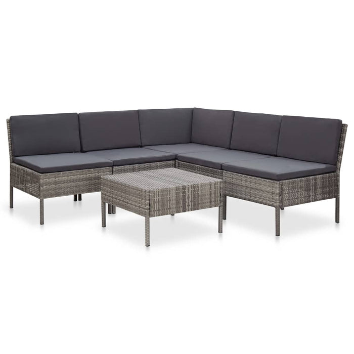 Set mobilier de grădină cu perne, 6 piese, gri, poliratan - WALTI WALTI