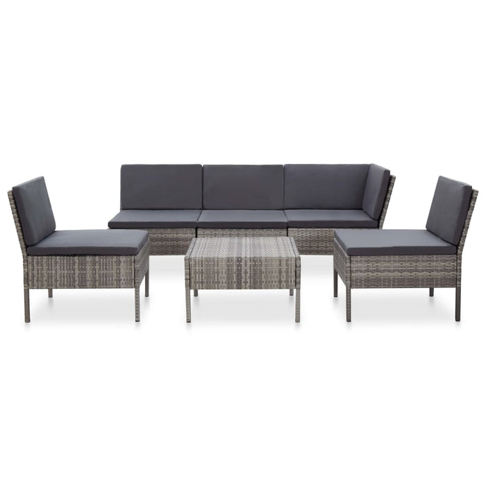 Set mobilier de grădină cu perne, 6 piese, gri, poliratan - WALTI WALTI