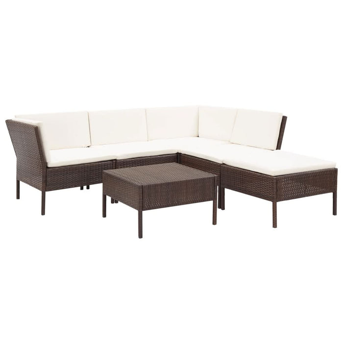 Set mobilier de grădină cu perne, 6 piese, maro, poliratan - WALTI WALTI