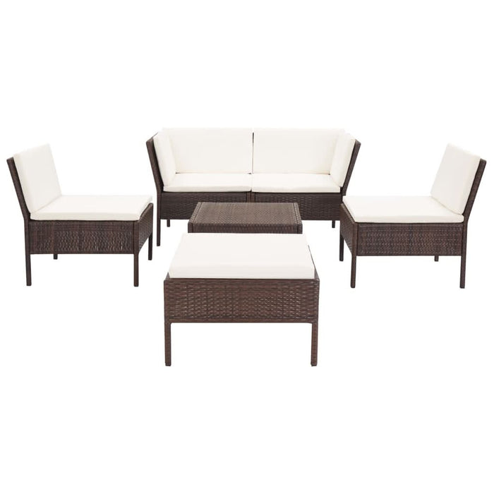 Set mobilier de grădină cu perne, 6 piese, maro, poliratan - WALTI WALTI