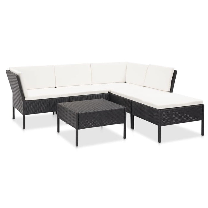 Set mobilier de grădină cu perne, 6 piese, negru, poliratan - WALTI WALTI