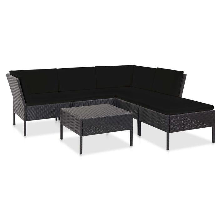 Set mobilier de grădină cu perne, 6 piese, negru, poliratan - WALTI WALTI