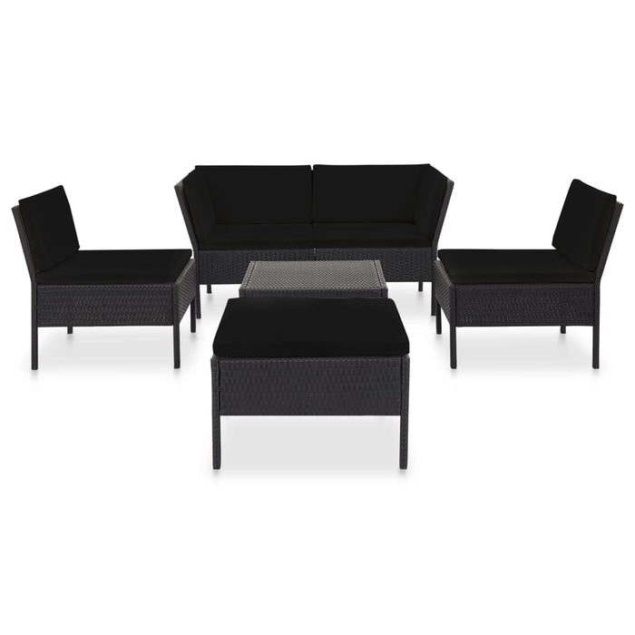 Set mobilier de grădină cu perne, 6 piese, negru, poliratan - WALTI WALTI