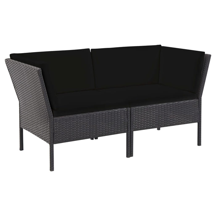 Set mobilier de grădină cu perne, 6 piese, negru, poliratan - WALTI WALTI