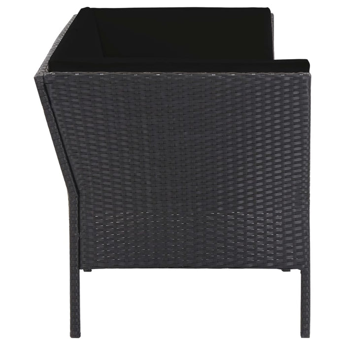 Set mobilier de grădină cu perne, 6 piese, negru, poliratan - WALTI WALTI