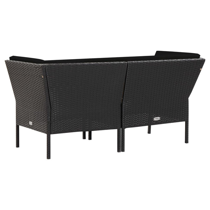 Set mobilier de grădină cu perne, 6 piese, negru, poliratan - WALTI WALTI