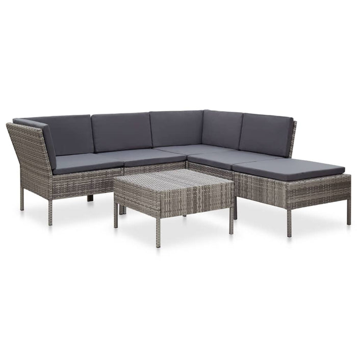 Set mobilier de grădină cu perne, 6 piese, gri, poliratan - WALTI WALTI
