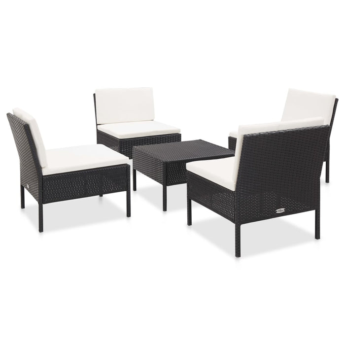 Set mobilier de grădină cu perne, 5 piese, negru, poliratan - WALTI WALTI