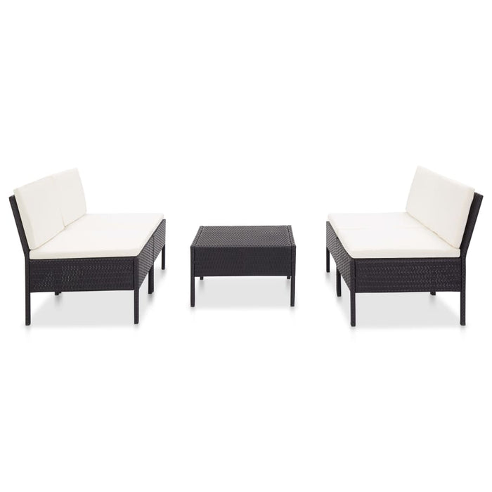 Set mobilier de grădină cu perne, 5 piese, negru, poliratan - WALTI WALTI