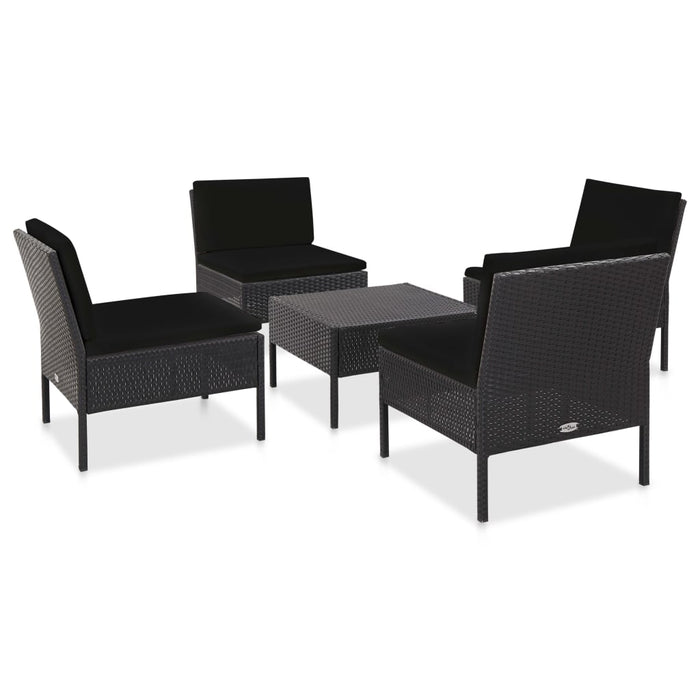Set mobilier de grădină cu perne, 5 piese, negru, poliratan - WALTI WALTI
