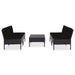 Set mobilier de grădină cu perne, 5 piese, negru, poliratan - WALTI WALTI