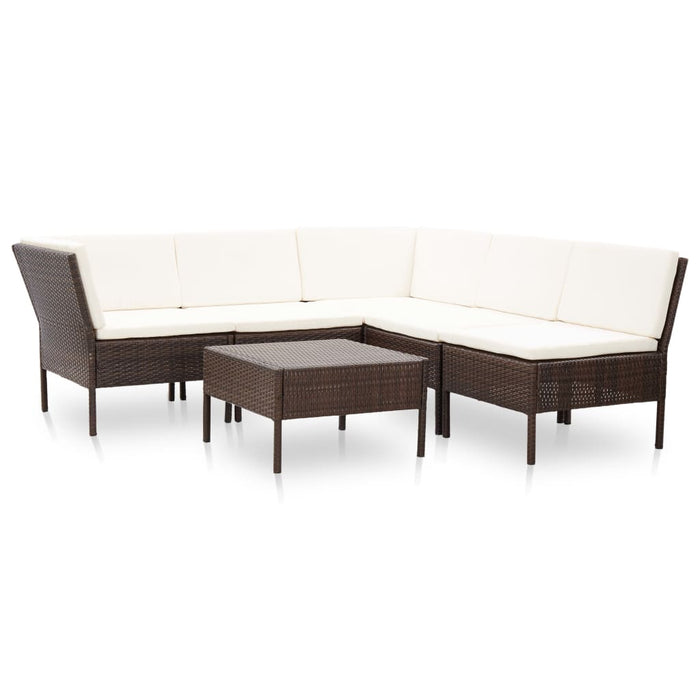 Set mobilier de grădină cu perne, 6 piese, maro, poliratan - WALTI WALTI