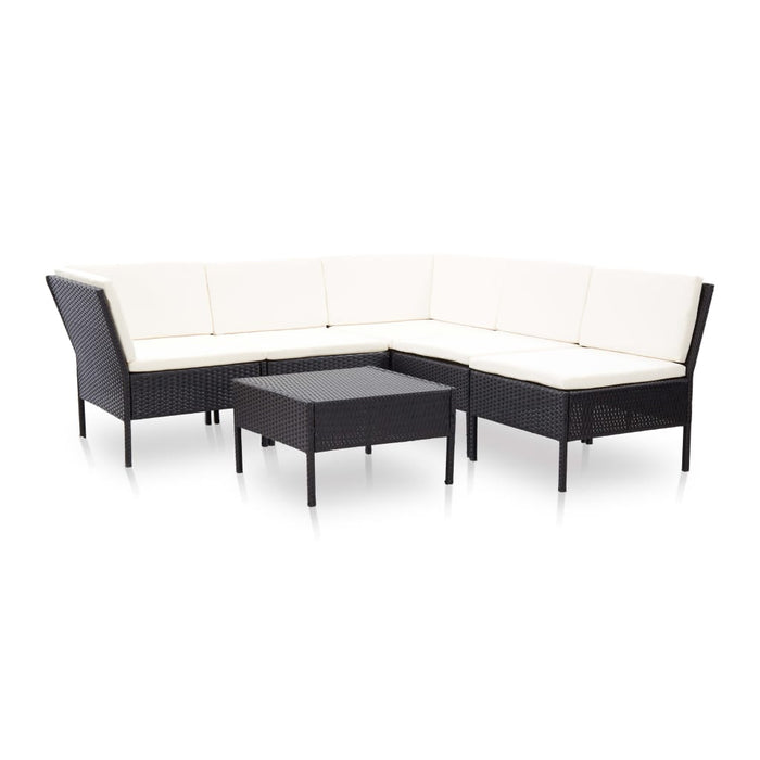 Set mobilier de grădină cu perne, 6 piese, negru, poliratan - WALTI WALTI