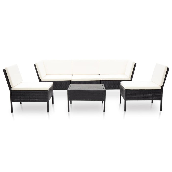 Set mobilier de grădină cu perne, 6 piese, negru, poliratan - WALTI WALTI