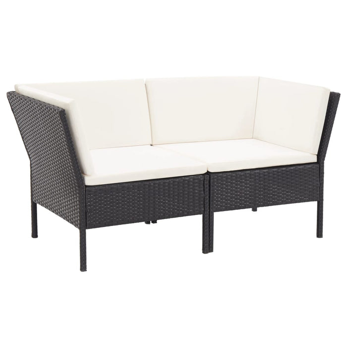 Set mobilier de grădină cu perne, 6 piese, negru, poliratan - WALTI WALTI