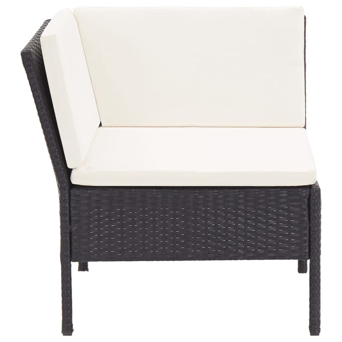 Set mobilier de grădină cu perne, 6 piese, negru, poliratan - WALTI WALTI
