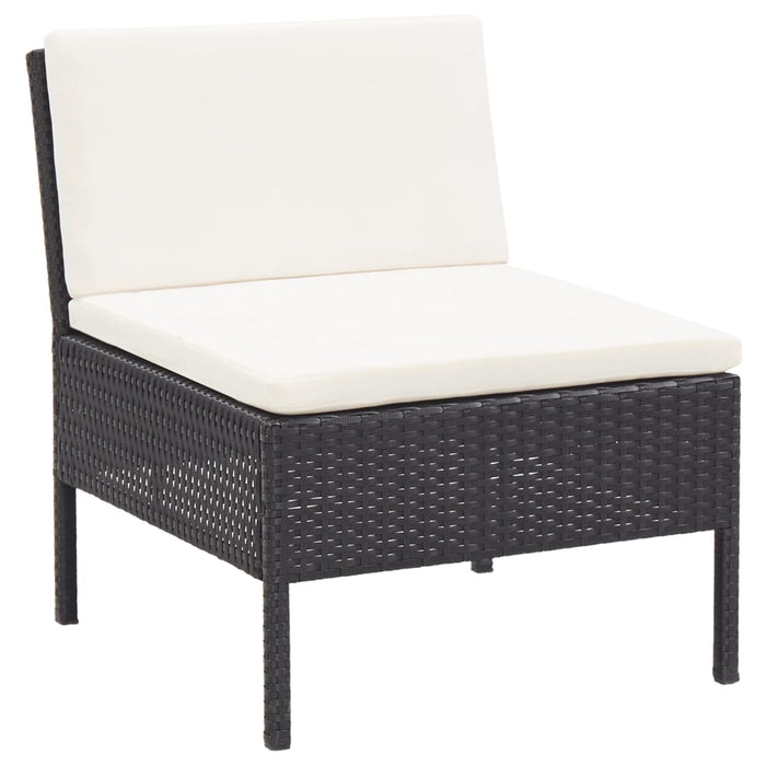 Set mobilier de grădină cu perne, 6 piese, negru, poliratan - WALTI WALTI