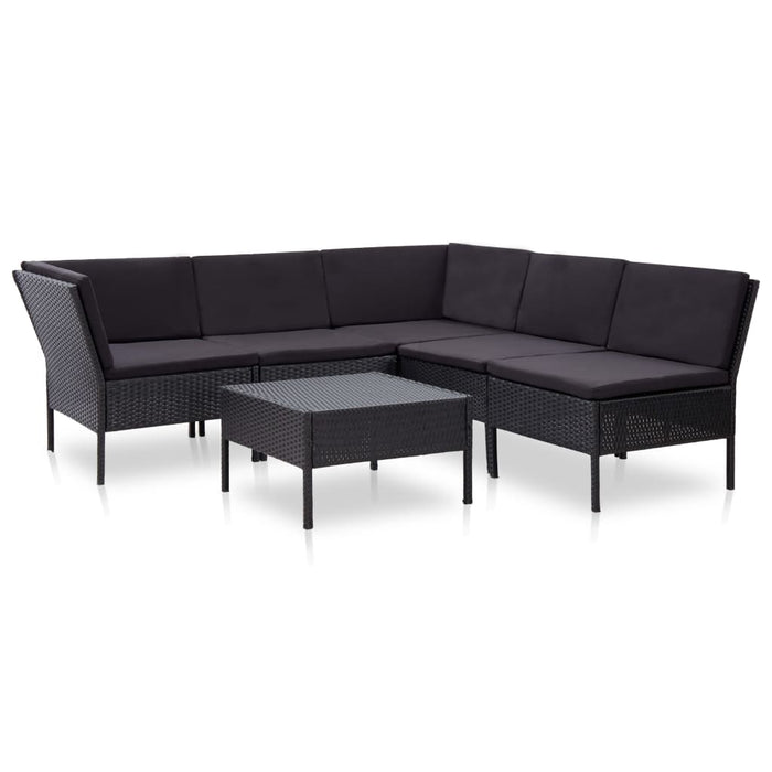Set mobilier de grădină cu perne, 6 piese, negru, poliratan - WALTI WALTI