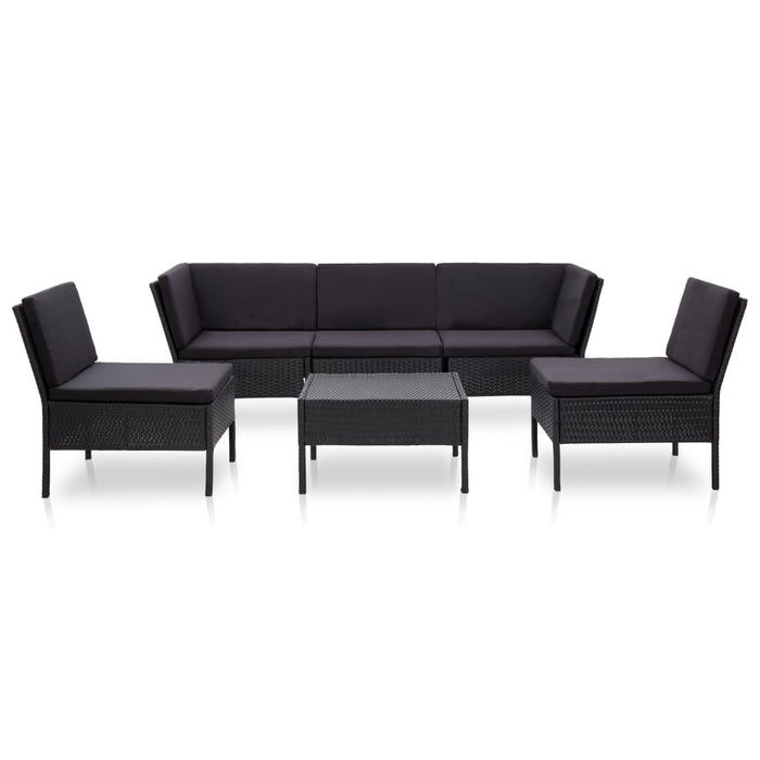 Set mobilier de grădină cu perne, 6 piese, negru, poliratan - WALTI WALTI