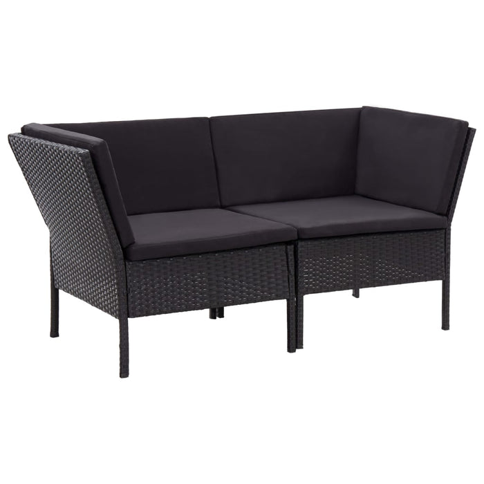 Set mobilier de grădină cu perne, 6 piese, negru, poliratan - WALTI WALTI