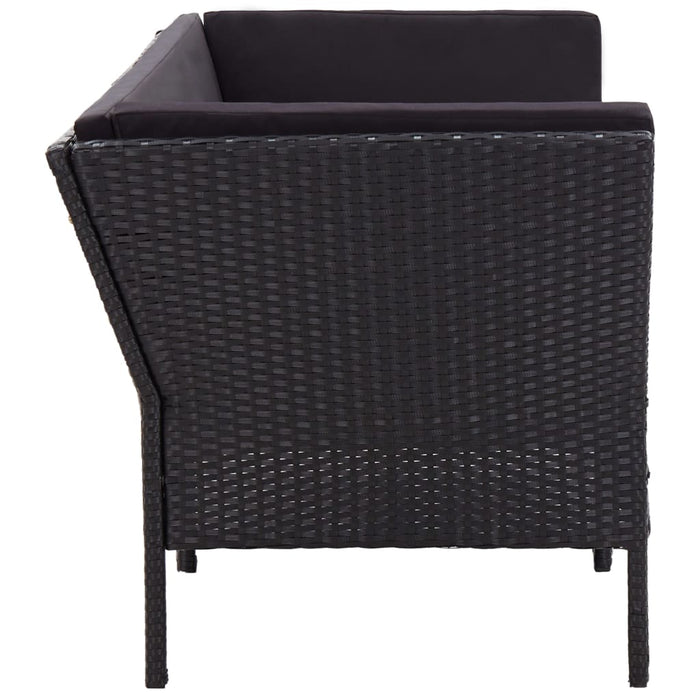 Set mobilier de grădină cu perne, 6 piese, negru, poliratan - WALTI WALTI