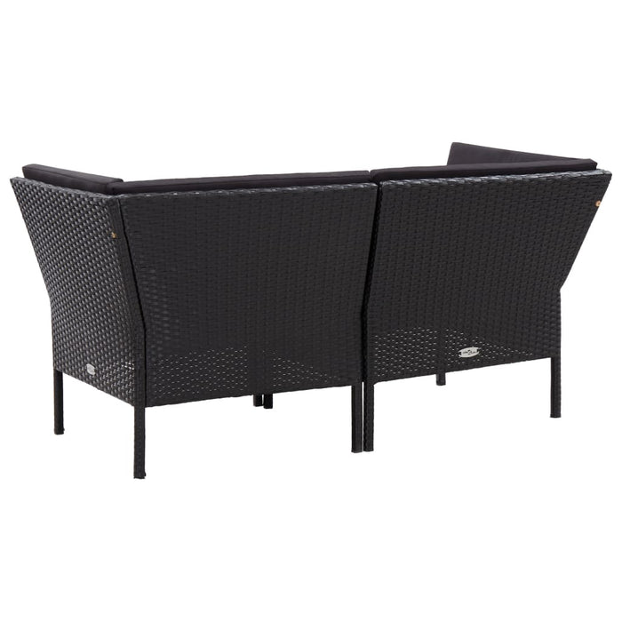 Set mobilier de grădină cu perne, 6 piese, negru, poliratan - WALTI WALTI