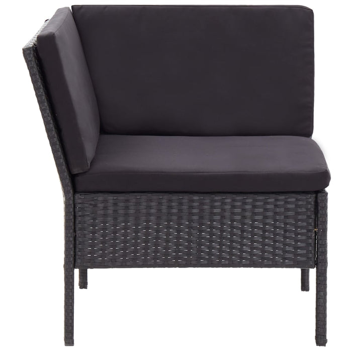 Set mobilier de grădină cu perne, 6 piese, negru, poliratan - WALTI WALTI