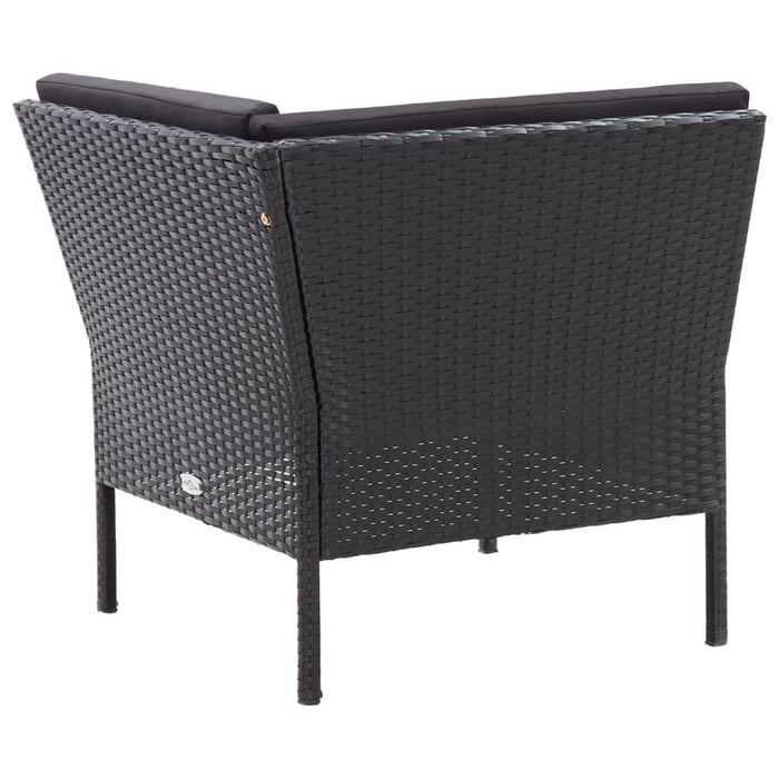 Set mobilier de grădină cu perne, 6 piese, negru, poliratan - WALTI WALTI