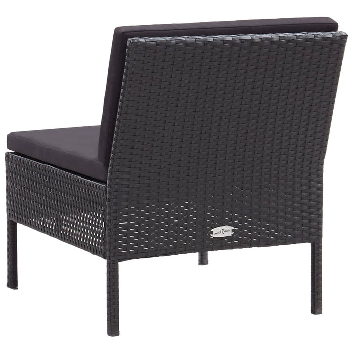 Set mobilier de grădină cu perne, 6 piese, negru, poliratan - WALTI WALTI