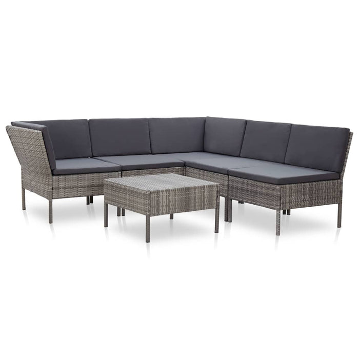 Set mobilier de grădină cu perne, 6 piese, gri, poliratan - WALTI WALTI