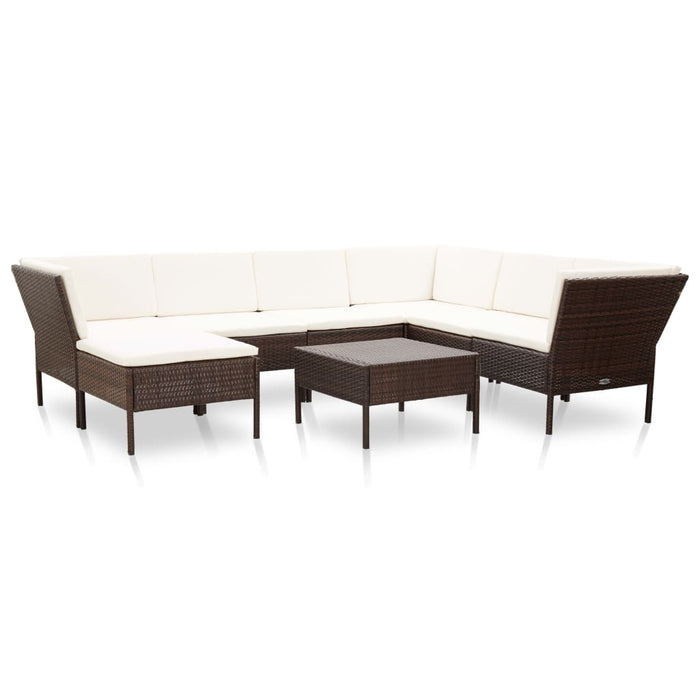 Set mobilier de grădină cu perne, 8 piese, maro, poliratan - WALTI WALTI